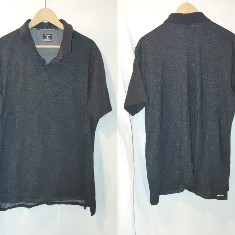 Hurley Nike DRI Fit Polo Shirt Marled‎ Charcoal Gray Black  XL Cotton Blend